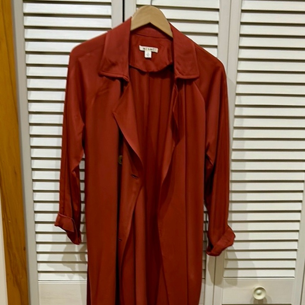 Rustic Red Long Trench Coat - unlined Duster